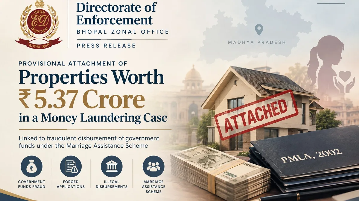 ED Attaches ₹5.37 Crore Assets in Madhya Pradesh Marriage Scheme Probe