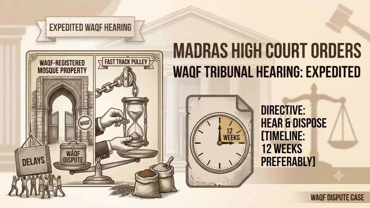 Madras High Court Directs Expedited Tribunal Hearing in Waqf Dispute, Preferably Within 12 Weeks