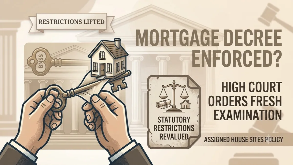 Assigned House Sites and Execution of Mortgage Decrees: High Court Orders Fresh Examination of Statutory Restrictions